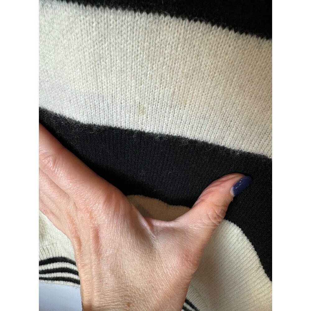 Equipment Cashmere Striped Sweater Women Small Black Ivory Knit Quiet Luxury - Picture 5 of 9